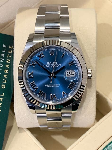 rolex datejust mens blue face|Rolex Datejust blue face 41mm.